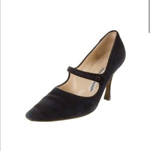 Manolo Blahnik Velvet Mary Jane Pumps